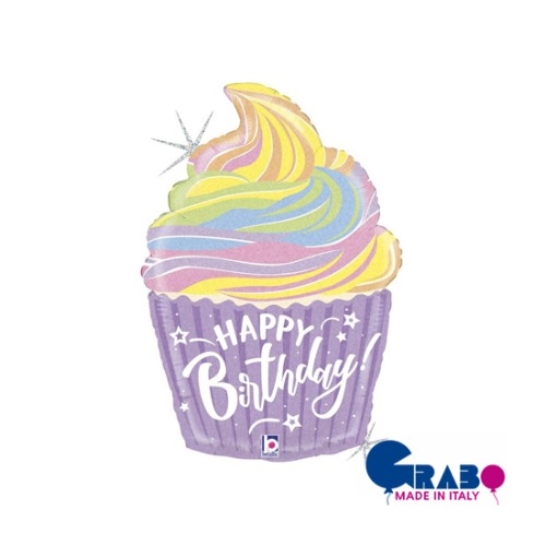 [Grabo balloons] Pastel HBD Cupcake 27&quot;(40x57cm)